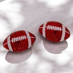 FOOTBALL 🏈 Earrings Silver Glitter Acrylic Pierced Post Sports Mom Fan Jewelry